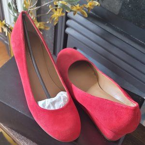 Talbots Red Suede Low Wedge NIB